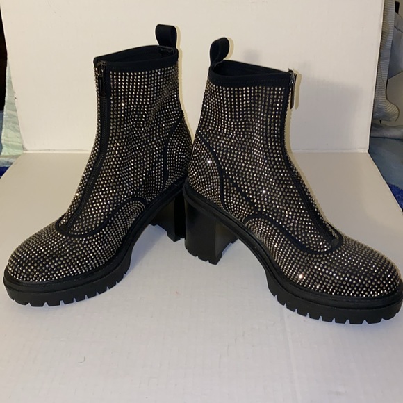 Silver Embellished Combat Boot - Picture 7 of 12